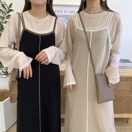 2WAYショルダーリボンキャミソールワンピース