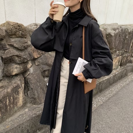 ステンカラーボリュームスリーブコート