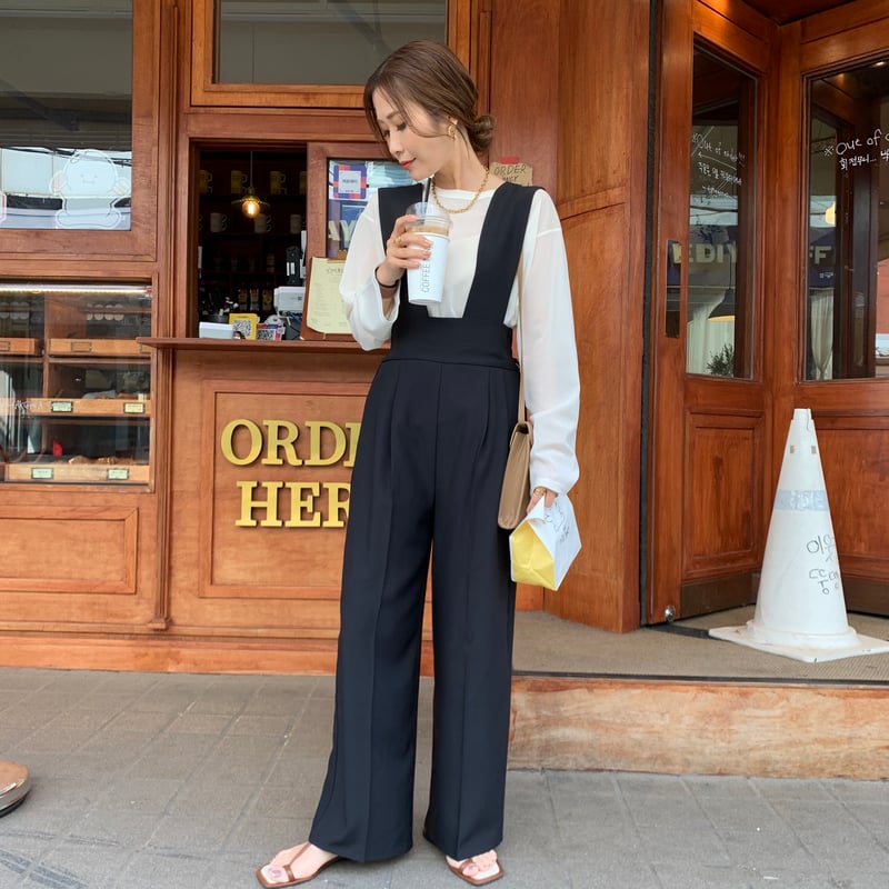 2WAY細見えサロペット ・ブラック | BLATE