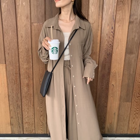 リネンタッチロングサマーシャツガウン