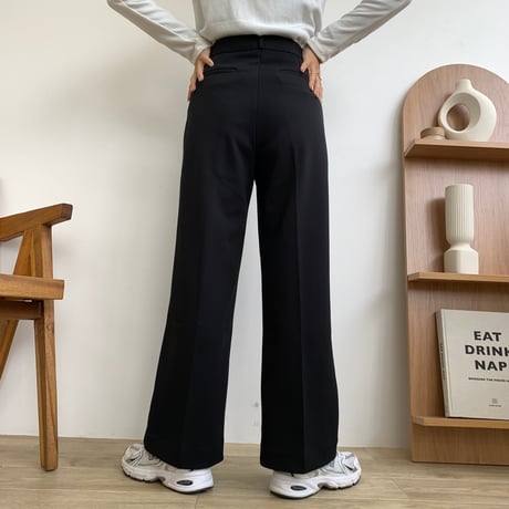 裏起毛タックワイドパンツ