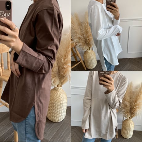 cotton100％チュニック丈ロンT