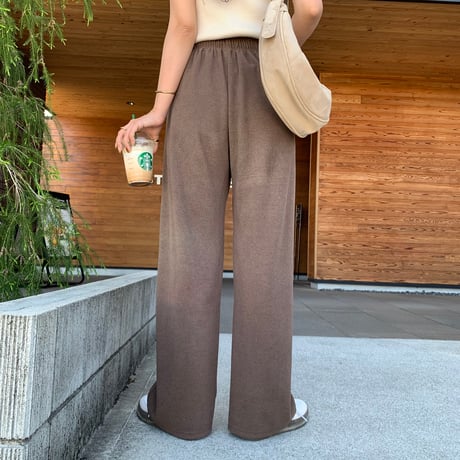 上質ニュアンス起毛リブリラックスワイドパンツ