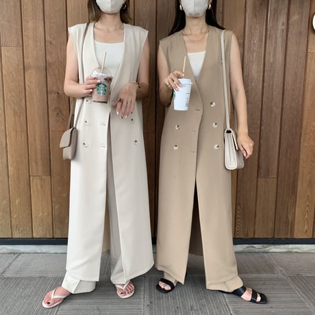 上質ニュアンスノーカラーロングジレ