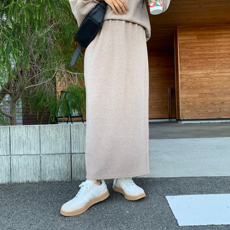 即納・上質ニュアンス起毛リブタイトスカート