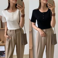 ストレッチリブスナップボタンTee