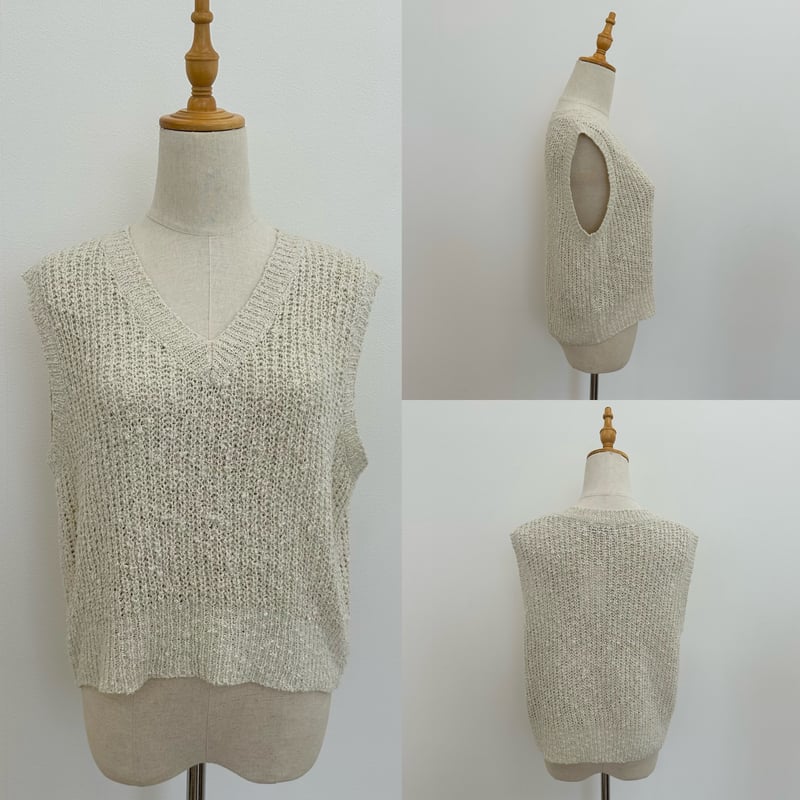 ⑬ブークレーニットショート丈ベスト ブークレーショートニットベスト | BLATE