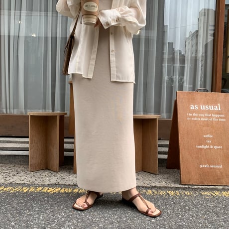 シンプル美ラインニットタイトスカート 新色