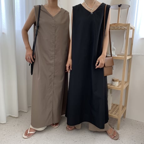 2WAYバックボタンロングワンピース