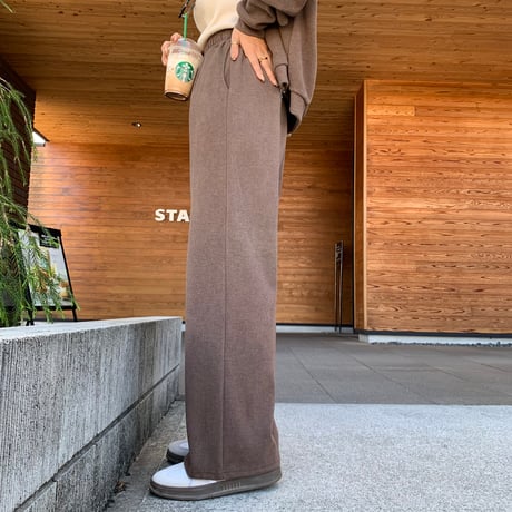 上質ニュアンス起毛リブリラックスワイドパンツ