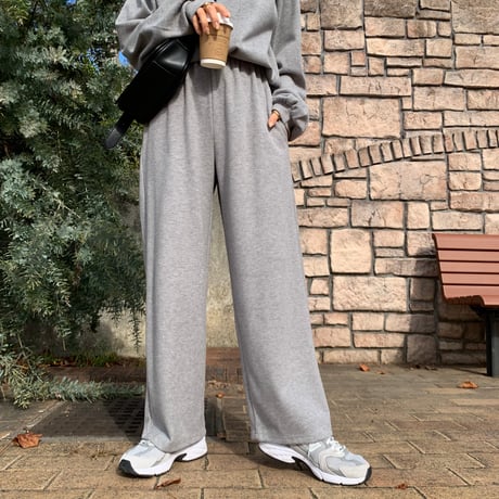 上質ニュアンス起毛リブワイドパンツ