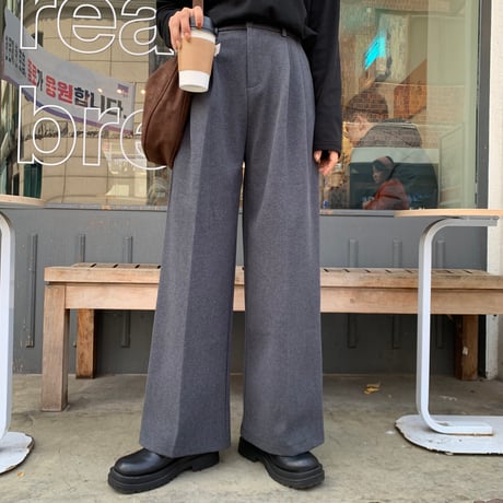 ソフト裏起毛タックワイドパンツ