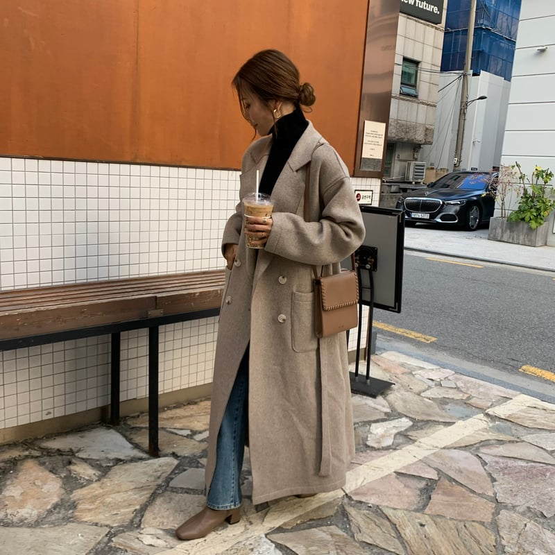 リバータッチウールダブルロングガウンコート | BLATE リバータッチウールダブルロングガウンコート | BLATE