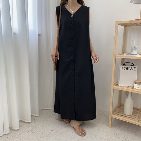 2WAYバックボタンロングワンピース