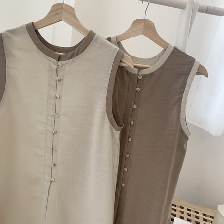 2wayシアーノースリーブパイピングワンピース