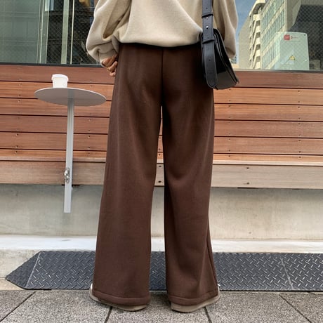 2wayドローコード温か裏起毛ニュアンスワイドパンツ