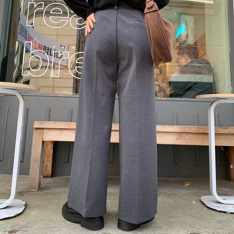ソフト裏起毛タックワイドパンツ