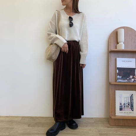 ベロアブラウンリラックススカート
