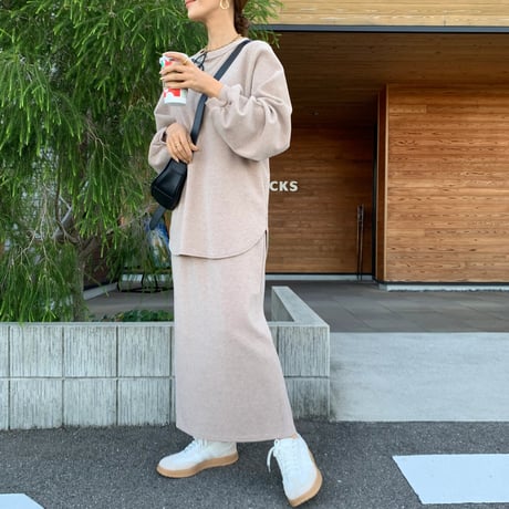 即納・上質ニュアンス起毛リブタイトスカート