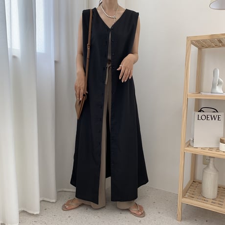 2WAYバックボタンロングワンピース