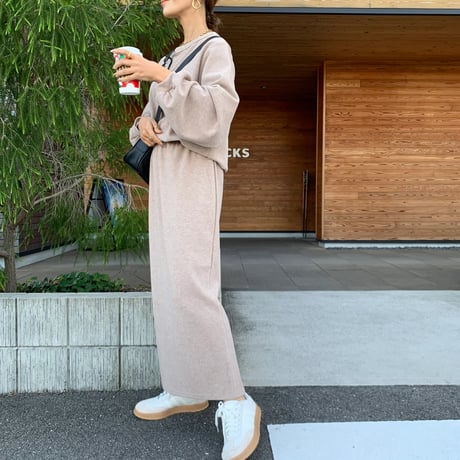 即納・上質ニュアンス起毛リブタイトスカート