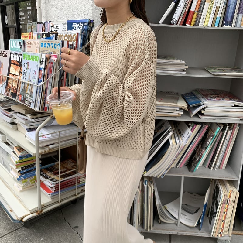 2wayボリュームスリーブショートメッシュカーディガン | BLATE
