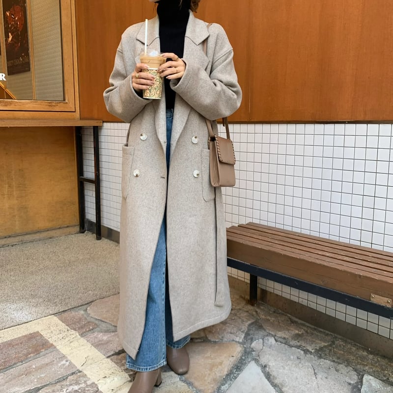 リバータッチウールダブルロングガウンコート | BLATE リバータッチウールダブルロングガウンコート | BLATE