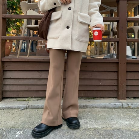 裏起毛細見えフレアパンツ