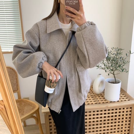 フェイクウールユニセックスショートブルゾン