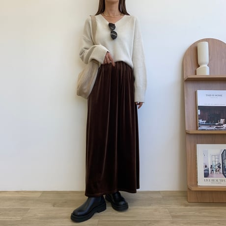 ベロアブラウンリラックススカート