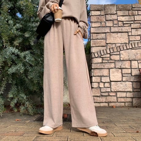 上質ニュアンス起毛リブワイドパンツ
