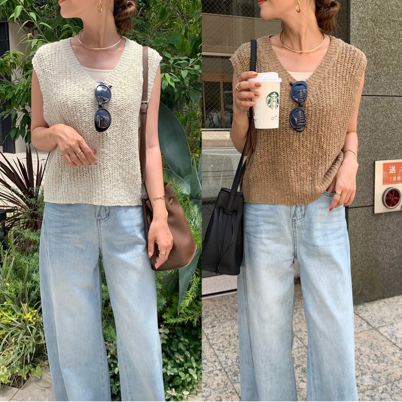 ⑬ブークレーニットショート丈ベスト ブークレーショートニットベスト | BLATE