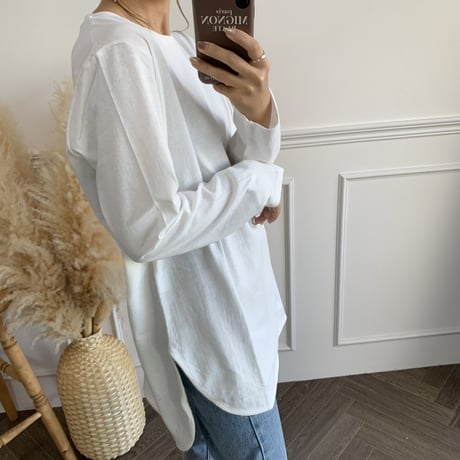cotton100％チュニック丈ロンT