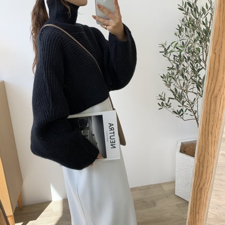 2wayハイネックカシュクールショートニット