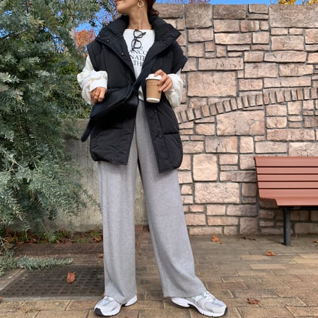 上質ニュアンス起毛リブワイドパンツ