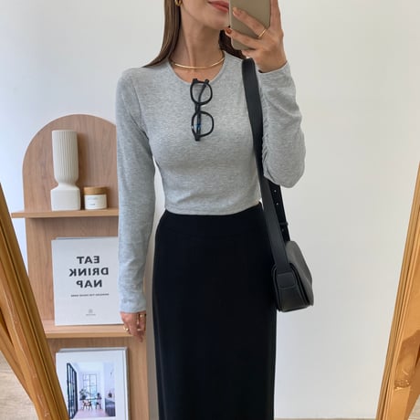 ブラカップ付きショート丈リラックスリブロンTee