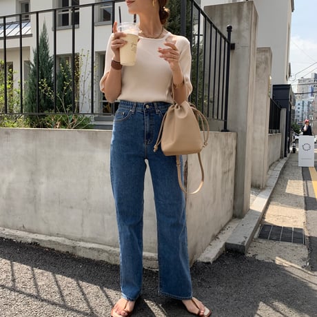 ウエストゴムストレッチストレートデニム