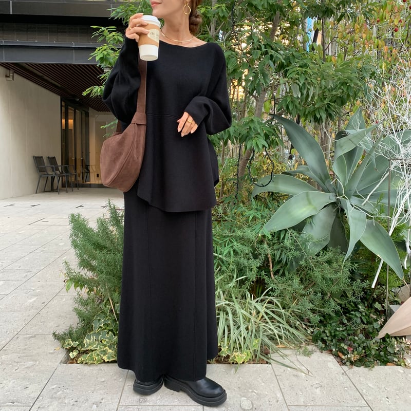 アルチビオ　archivio フリンジニット　セットアップ　ブラック アルチビオarchivio フリンジニットセットアップブラック