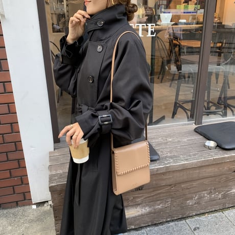 上質2wayロングトレンチコート ブラック