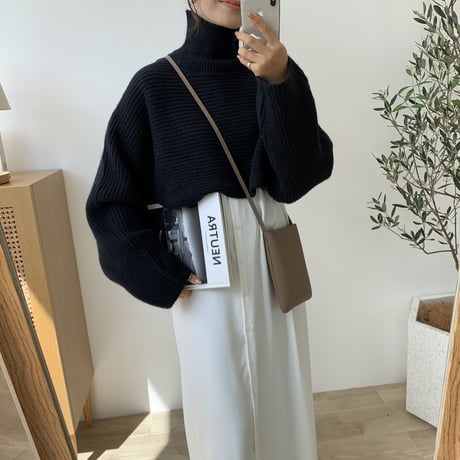 2wayハイネックカシュクールショートニット