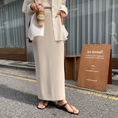 シンプル美ラインニットタイトスカート 新色