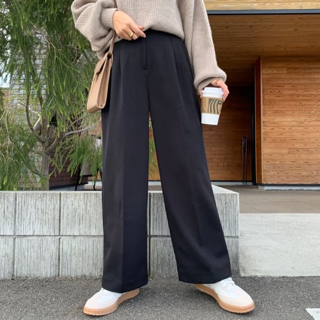 裏起毛タックワイドパンツ