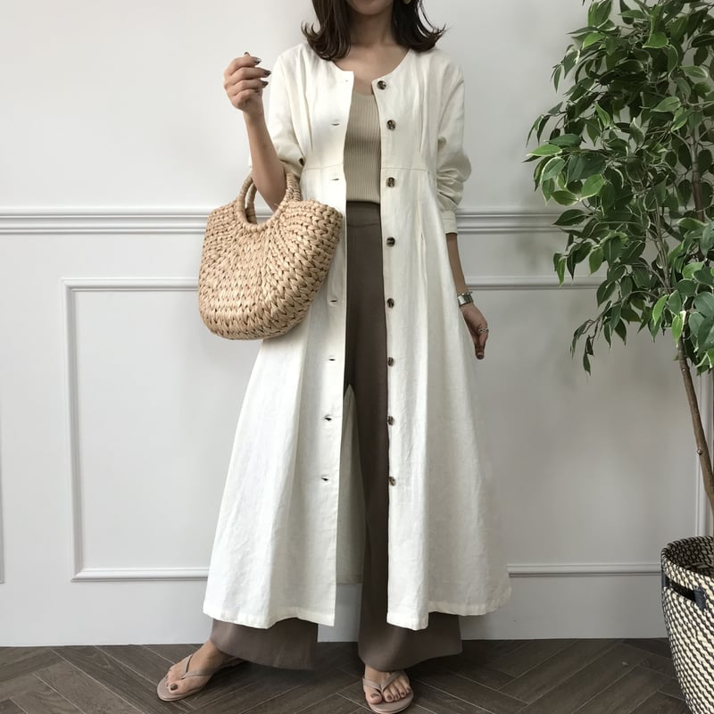 フロントボタンリネンガウンワンピース | BLATE