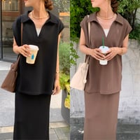 着心地抜群・キーネックフレンチスリーブTops