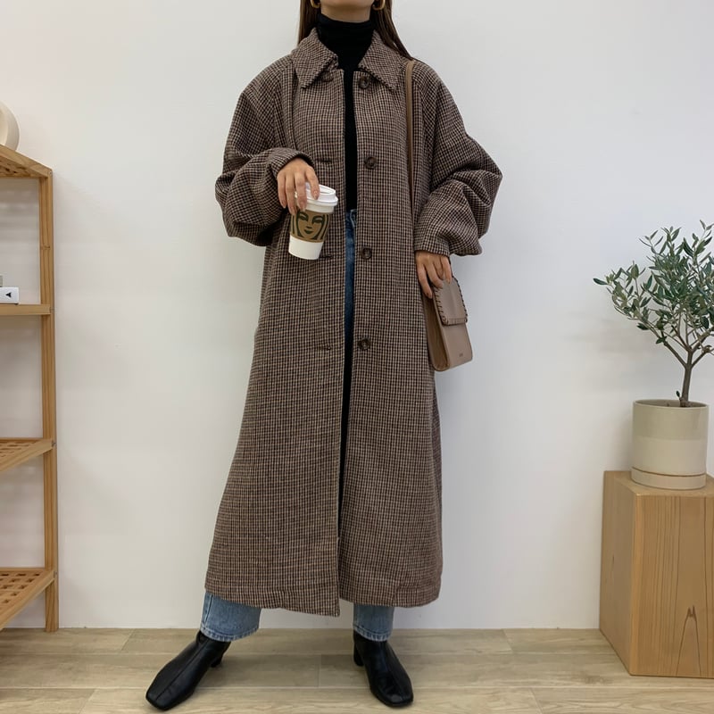襟取り外し・グレンチェック柄コート | BLATE