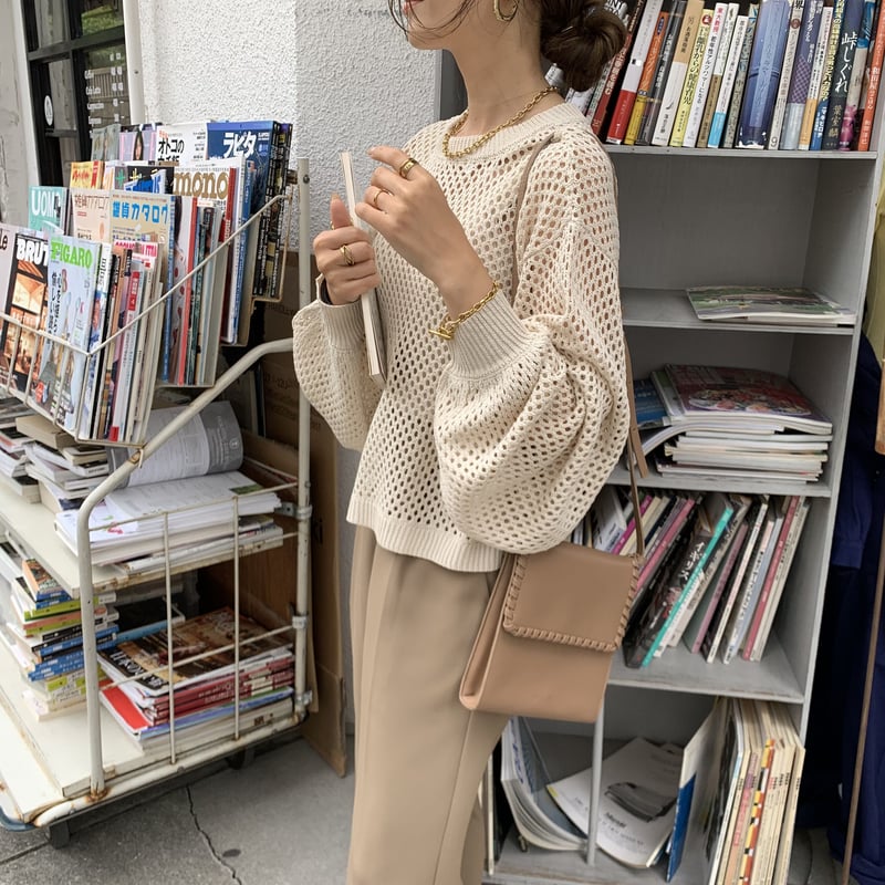 2wayボリュームスリーブショートメッシュカーディガン | BLATE