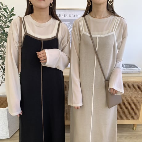 2WAYショルダーリボンキャミソールワンピース