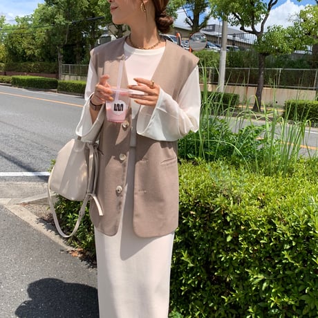 フェイクウール細見えノーカラージレ