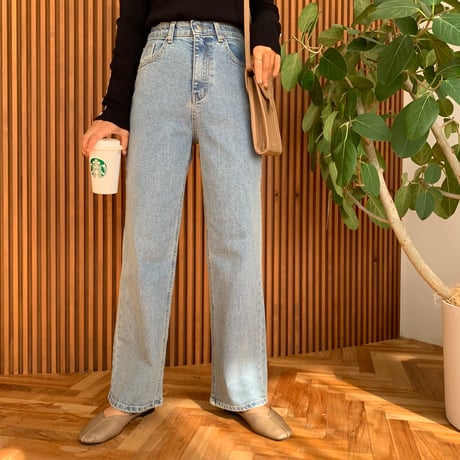 美脚・ウエストゴムストレッチストレートデニム