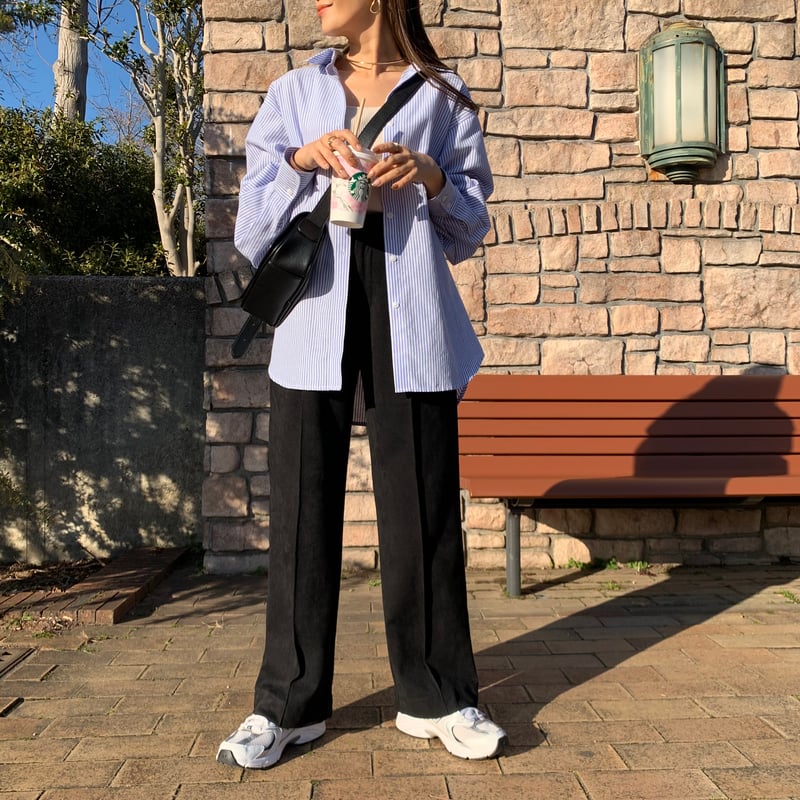 サイズ調節可能・美ライン上質タックラフワイドパンツ | BLATE